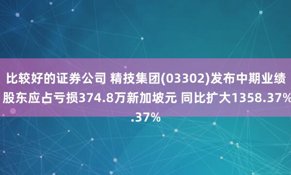 比较好的证券公司 精技集团(03302)发布中期业绩 股东应占亏损374.8万新加坡元 同比扩大1358.37%